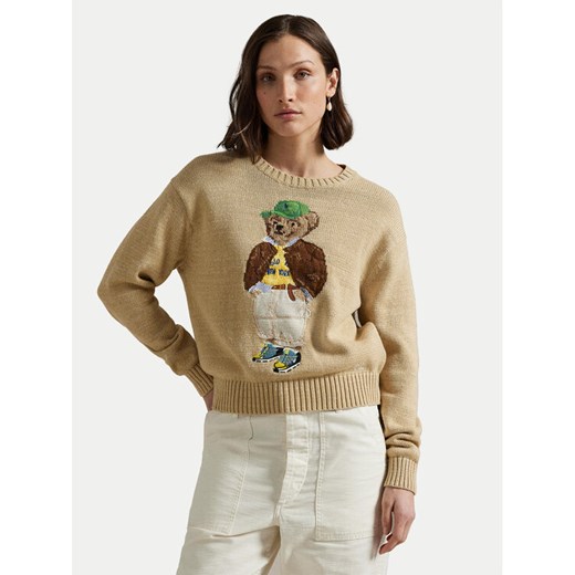 Polo Ralph Lauren Sweter 211972121001 Beżowy Relaxed Fit ze sklepu MODIVO w kategorii Swetry damskie - zdjęcie 185039094