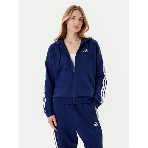 adidas Bluza Essentials 3-Stripes JY3083 Niebieski Regular Fit ze sklepu MODIVO w kategorii Bluzy damskie - zdjęcie 185040803