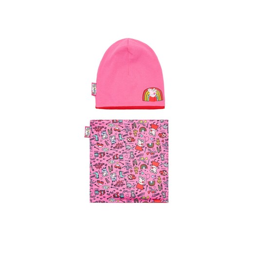 Peppa Pig Komplet czapka i komin ACCCS-AW24-112PP Różowy ze sklepu MODIVO w kategorii Czapki dziecięce - zdjęcie 185040813