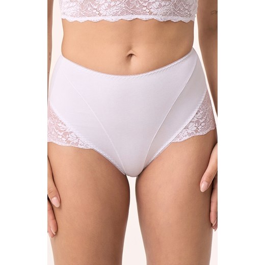 Białe majtki damskie modelujące z wysokim stanem i koronką 217, Kolor biały, Rozmiar S, Babell ze sklepu Intymna w kategorii Bielizna wyszczuplająca - zdjęcie 185041312