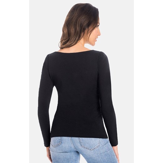 Czarna bluzka damska bawełniana z dekoltem karo Leah 209103, Kolor czarny, Rozmiar L, Teyli ze sklepu Intymna w kategorii Bluzki damskie - zdjęcie 185041374