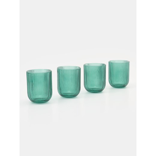 Sinsay - Ryflowane szklanki 4 pack - zielony Sinsay One Size Sinsay