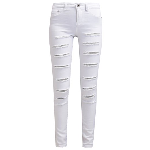 New Look Jeansy Slim fit white zalando  abstrakcyjne wzory
