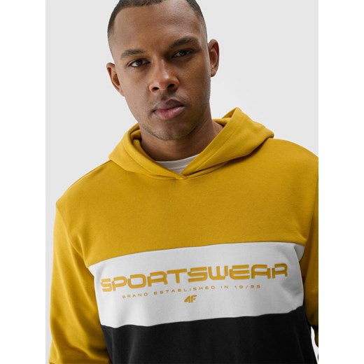 Męska bluza dresowa nierozpinana bez kaptura 4F 4FWSS24TSWSM1032 - żółta L okazja Sportstylestory.com
