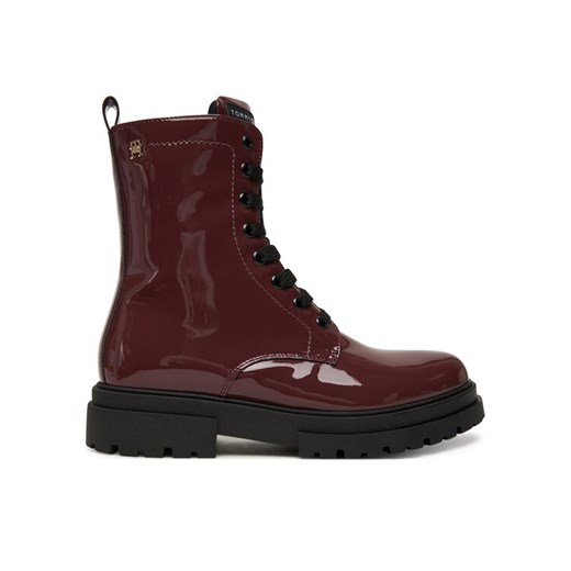 Trapery Tommy Hilfiger Lace-Up Bootie T4A5-34025-0775 D Bordowy ze sklepu eobuwie.pl w kategorii Botki - zdjęcie 185050883