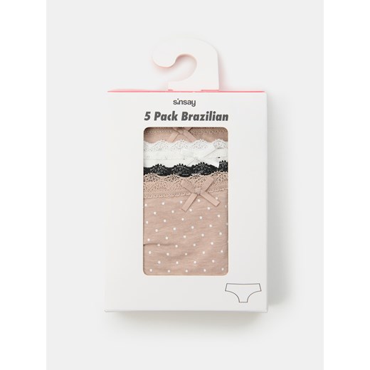 Sinsay - Bawełniane majtki brazyliany 5 pack - wielobarwny Sinsay XL Sinsay