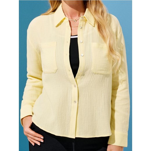 Sinsay - Bawełniana koszula z kołnierzykiem - żółty Sinsay XL promocja Sinsay