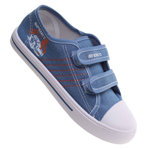 Niebieskie tenisówki chłopięce na rzepy /E3-1 18029 T189/ ze sklepu Pantofelek24.pl w kategorii Trampki dziecięce - zdjęcie 185054124