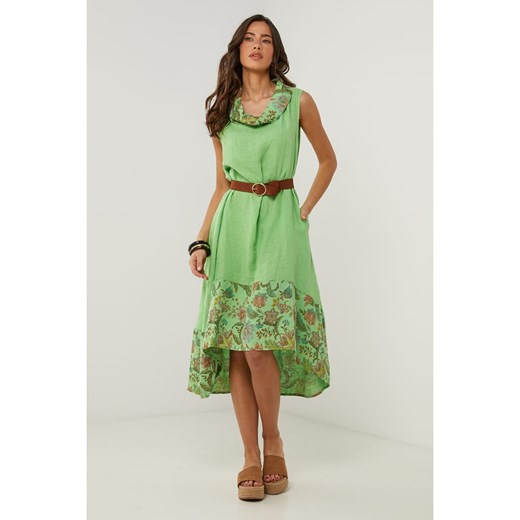Le Monde du Lin Lniana sukienka w kolorze zielonym Le Monde Du Lin 40/42 wyprzedaż Limango Polska