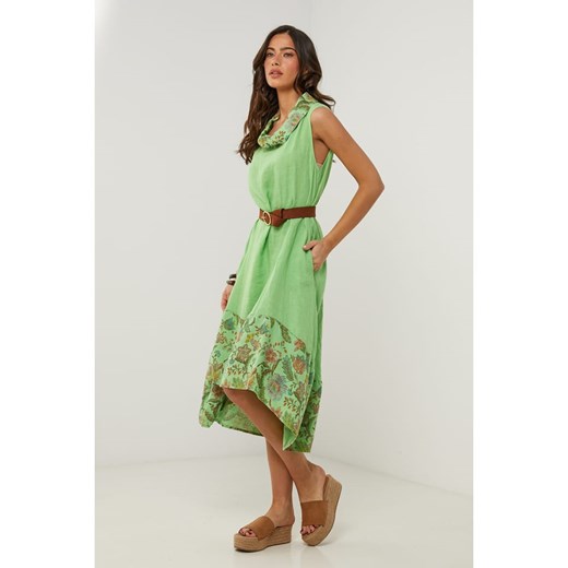 Le Monde du Lin Lniana sukienka w kolorze zielonym Le Monde Du Lin 40/42 wyprzedaż Limango Polska