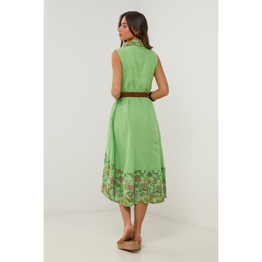 Le Monde du Lin Lniana sukienka w kolorze zielonym Le Monde Du Lin 40/42 wyprzedaż Limango Polska