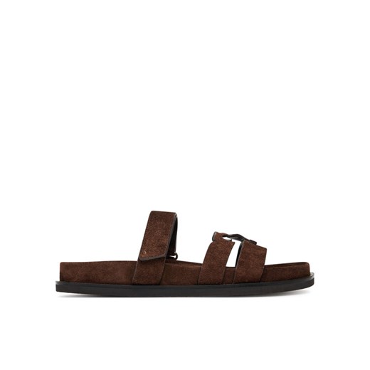 Klapki Tory Burch Ines Sport Slide 163481 Brązowy ze sklepu eobuwie.pl w kategorii Klapki damskie - zdjęcie 185054813