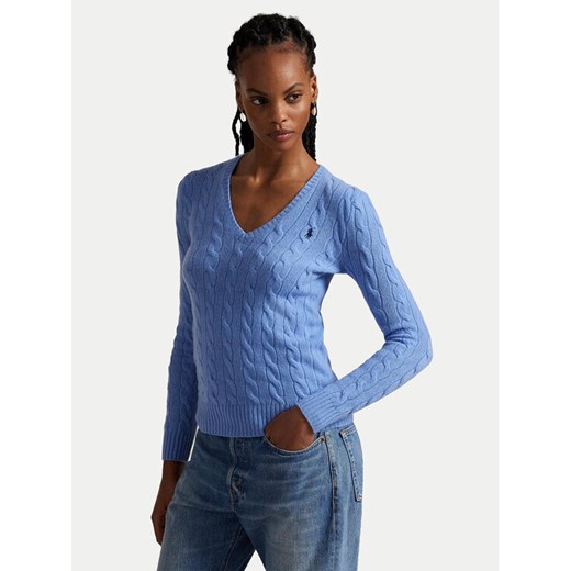 Polo Ralph Lauren Sweter 211971866004 Niebieski Slim Fit ze sklepu MODIVO w kategorii Swetry damskie - zdjęcie 185056424