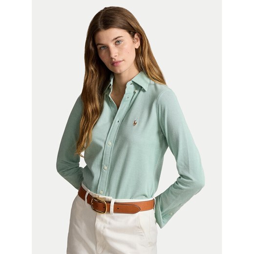 Polo Ralph Lauren Koszula 211924258009 Zielony Slim Fit ze sklepu MODIVO w kategorii Koszule damskie - zdjęcie 185056432