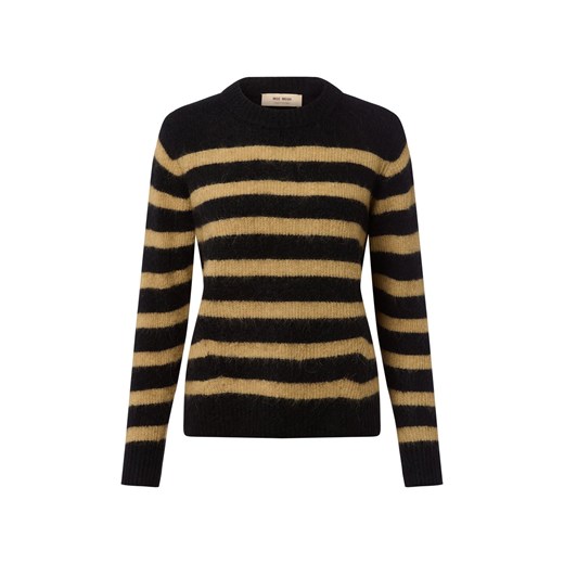 MOS MOSH Sweter damski z dzianiny z zawartością alpaki Kobiety czarny w paski ze sklepu vangraaf w kategorii Swetry damskie - zdjęcie 185059470