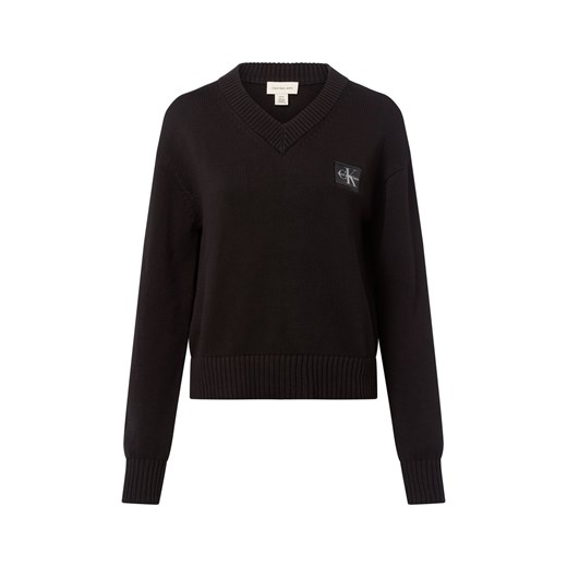 Calvin Klein Jeans Sweter damski Kobiety Bawełna czarny jednolity ze sklepu vangraaf w kategorii Swetry damskie - zdjęcie 185059494