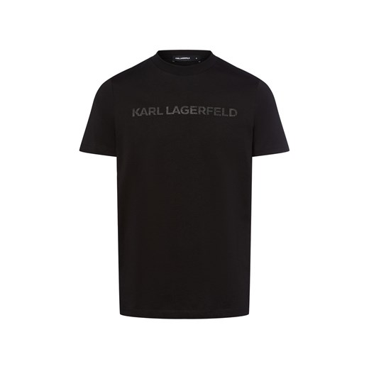 KARL LAGERFELD Koszulka męska Mężczyźni Bawełna czarny jednolity ze sklepu vangraaf w kategorii T-shirty męskie - zdjęcie 185059503