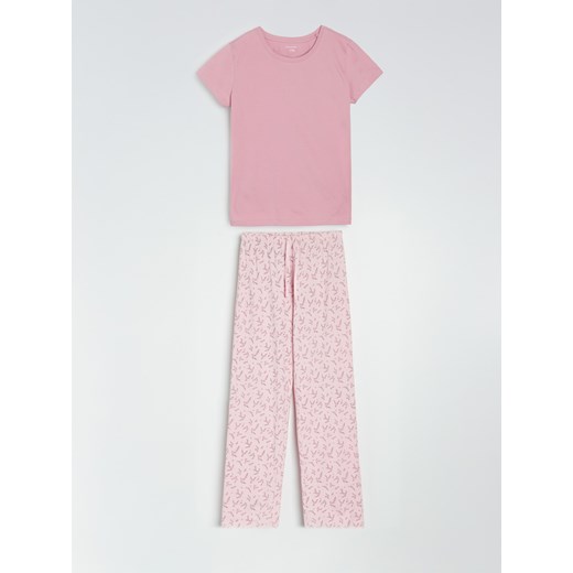 Sinsay - Piżama dwuczęściowa w kwiatowy wzór - różowy Sinsay L Sinsay