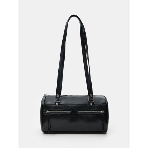 Sinsay - Torebka na ramię z imitacji skóry w stylu retro - czarny Sinsay One Size Sinsay