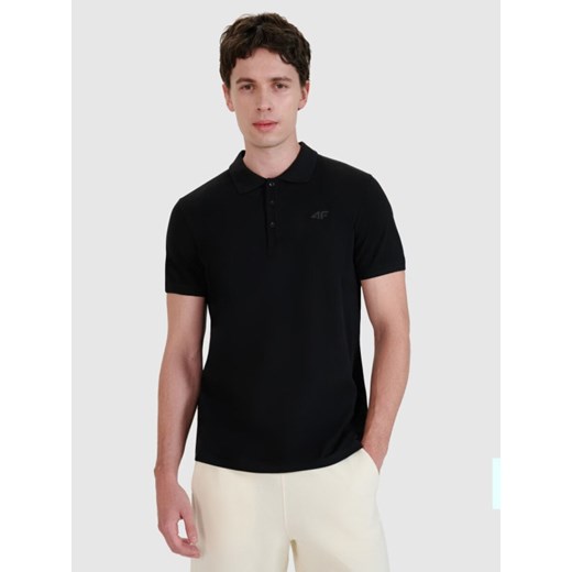 Męska koszulka polo 4F 4FWMM00TPTSM366 - czarna ze sklepu Sportstylestory.com w kategorii T-shirty męskie - zdjęcie 185062473