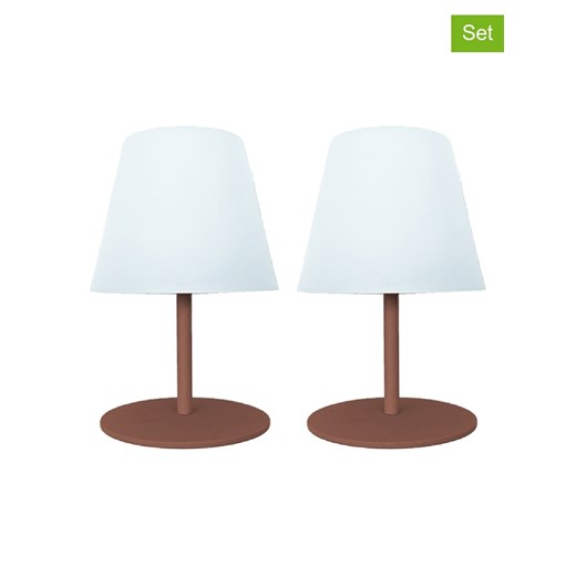 lumisky Lampy stołowe LED (2 szt.) w kolorze biało-brązowym - Ø 11 x wys. 16 cm ze sklepu Limango Polska w kategorii Oświetlenie - zdjęcie 185062582