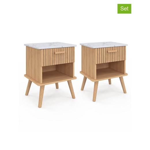 IDOMYA Essentials Stoliki nocne (2 szt.) w kolorze jasnobrązowo-białym - 40 x 50 x 34 cm ze sklepu Limango Polska w kategorii Szafy - zdjęcie 185062780