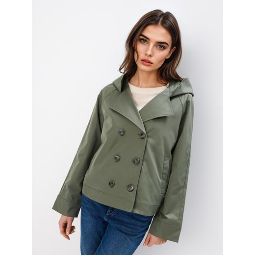 Mohito - Krótki trencz z kapturem - khaki ze sklepu Mohito w kategorii Płaszcze damskie - zdjęcie 185063290