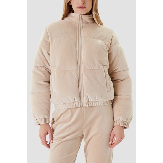GUESS Beżowa zamszowa damska kurtka Couture Puffer, Rozmiar XS ze sklepu outfit.pl w kategorii Kurtki damskie - zdjęcie 185063764