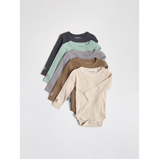 Reserved - Bawełniane body 5 pack - beżowy ze sklepu Reserved w kategorii Odzież dla niemowląt - zdjęcie 185065140