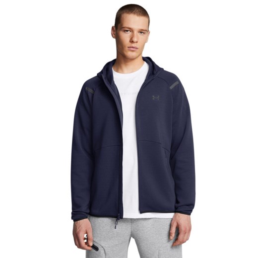 Męska bluza dresowa rozpinana z kapturem Under Armour UA Unstoppable Fleece Full-Zip - granatowa ze sklepu Sportstylestory.com w kategorii Bluzy męskie - zdjęcie 185065730