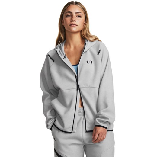 Damska bluza treningowa rozpinana z kapturem Under Armour Unstoppable Fleece FZ - szara ze sklepu Sportstylestory.com w kategorii Bluzy damskie - zdjęcie 185065760