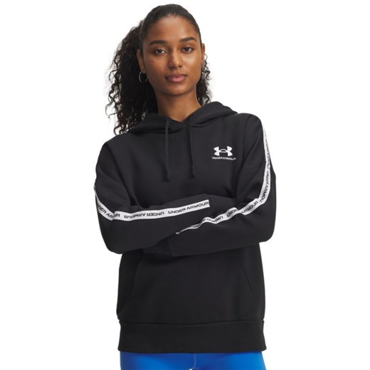 Damska bluza nierozpinana z kapturem Under Armour UA Icon Fleece Taped - czarna ze sklepu Sportstylestory.com w kategorii Bluzy damskie - zdjęcie 185065841