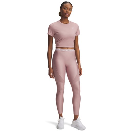 Damskie legginsy treningowe Under Armour HeatGear Rib - różowe ze sklepu Sportstylestory.com w kategorii Spodnie damskie - zdjęcie 185065852