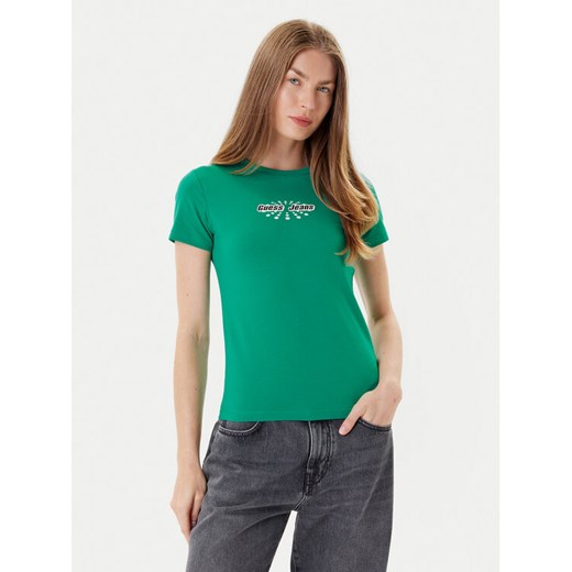Guess Jeans T-Shirt W5YI04 J1314 Zielony Slim Fit ze sklepu MODIVO w kategorii Bluzki damskie - zdjęcie 185066921