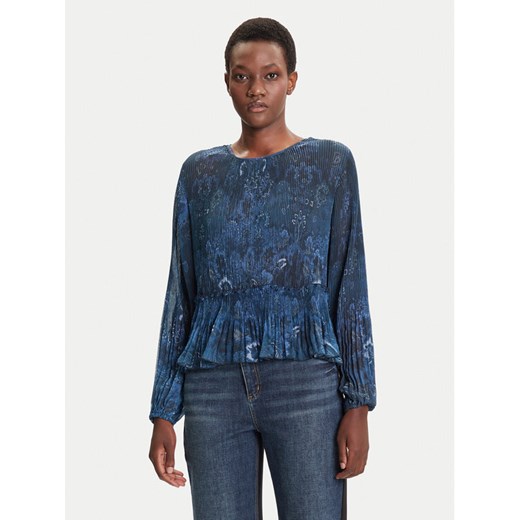 Desigual Bluzka Plise 25WWBW09 Granatowy Regular Fit ze sklepu MODIVO w kategorii Bluzki damskie - zdjęcie 185067004
