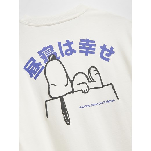 Reserved - Bawełniany t-shirt Snoopy - złamana biel Reserved XXL Reserved