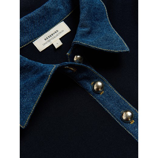 Reserved - Sweter z kołnierzykiem - granatowy Reserved XS Reserved