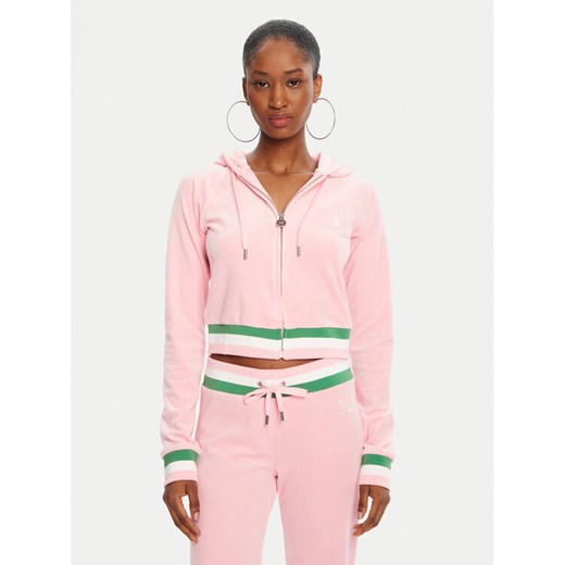 Juicy Couture Bluza Velour Crop JCWAS225351 Różowy Regular Fit ze sklepu MODIVO w kategorii Bluzy damskie - zdjęcie 185070241