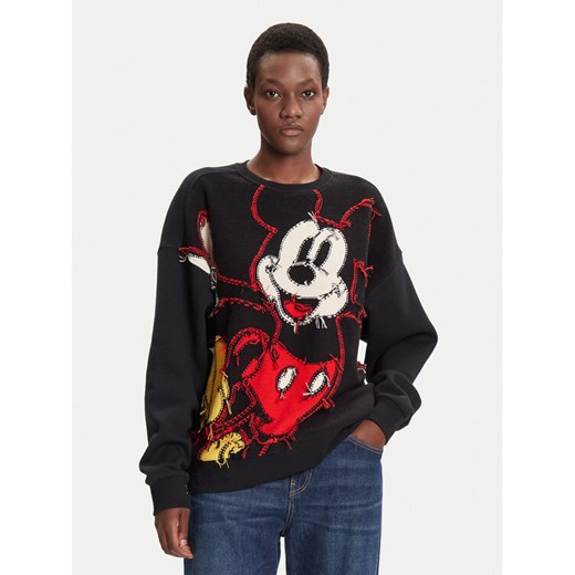 Desigual Bluza Hello Mickey 25WWSK14 Czarny Regular Fit ze sklepu MODIVO w kategorii Bluzy damskie - zdjęcie 185070264