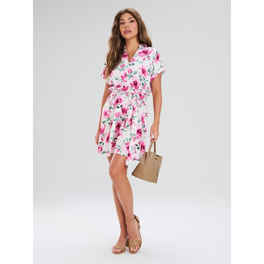 Sinsay - Wiskozowa sukienka mini w kwiatowy wzór - wielobarwny Sinsay XXL Sinsay