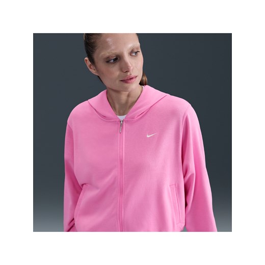 Damska luźna bluza z dzianiny dresowej z kapturem i zamkiem na całej długości Nike Sportswear Chill Terry - Różowy ze sklepu Nike poland w kategorii Bluzy damskie - zdjęcie 185072232