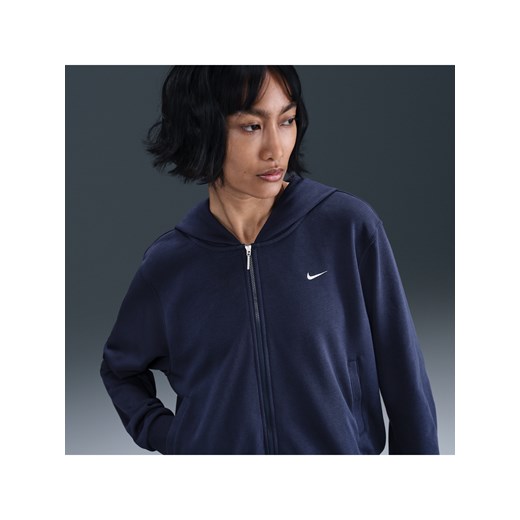 Damska luźna bluza z dzianiny dresowej z kapturem i zamkiem na całej długości Nike Sportswear Chill Terry - Niebieski ze sklepu Nike poland w kategorii Bluzy damskie - zdjęcie 185072244