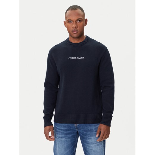 Guess Jeans Sweter M4BR31 Z3HM1 Granatowy Regular Fit ze sklepu MODIVO w kategorii Swetry męskie - zdjęcie 185073910