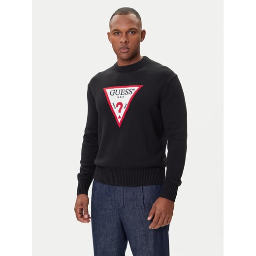 Guess Jeans Sweter M4BR32 Z3HM1 Czarny Regular Fit ze sklepu MODIVO w kategorii Swetry męskie - zdjęcie 185073942