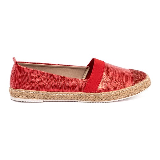 Goodin Czerwone espadryle z błyszczącą nitką ze sklepu ButyModne.pl w kategorii Espadryle damskie - zdjęcie 185074232