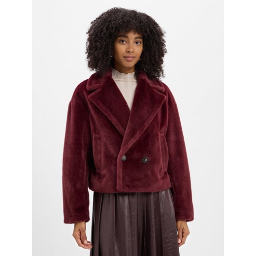 Marc Cain Damska kurtka ze sztucznego futra Kobiety bordowy jednolity ze sklepu vangraaf w kategorii Kurtki damskie - zdjęcie 185075201