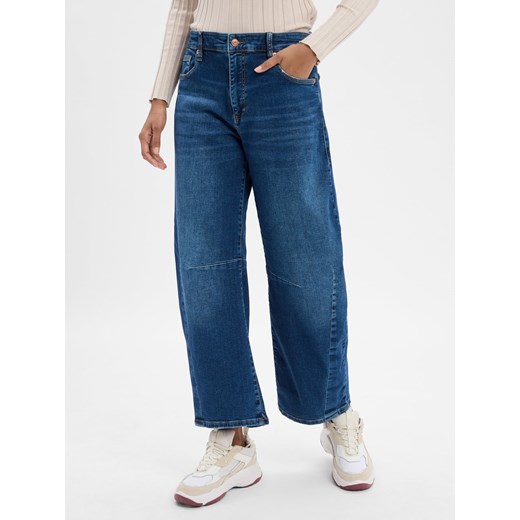 MAC Jeansy Barrel Fit - Dakota Kobiety Bawełna dark stone jednolity ze sklepu vangraaf w kategorii Jeansy damskie - zdjęcie 185075223