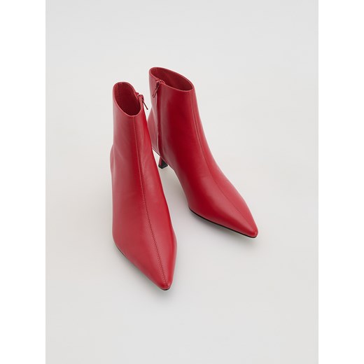 Reserved - Skórzane botki na obcasie - czerwony Reserved 40 Reserved