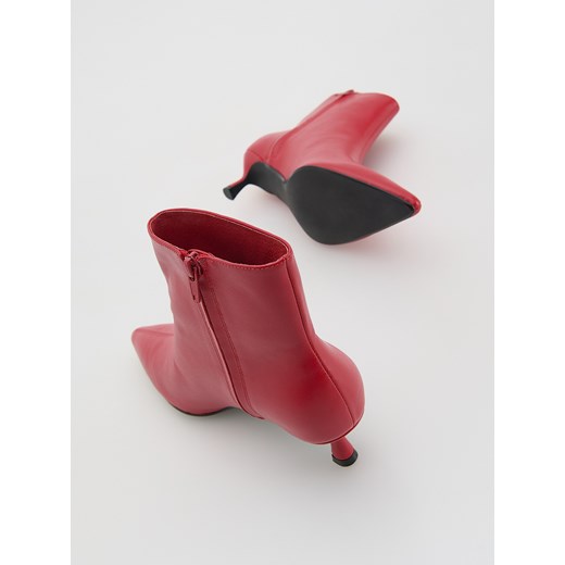 Reserved - Skórzane botki na obcasie - czerwony Reserved 41 Reserved