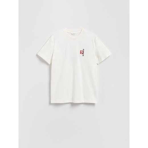 Reserved - T-shirt comfort z nadrukiem - biały Reserved XXL Reserved